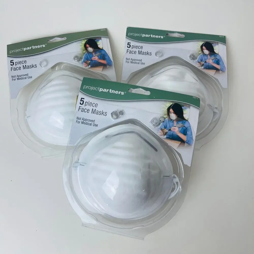 15 Personal Protective Face Cover White Elastic Home Use (3 Packs Of 5)